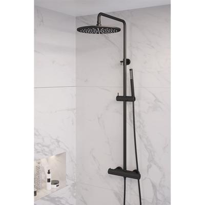 Regendouche Brauer Black Showerpipe met Thermostaat 30 cm Mat Zwart Brauer