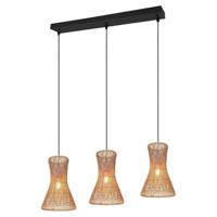 Trio 3-lichts hanglampBijou zwart met rotan - R31833026 - thumbnail