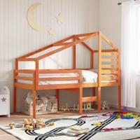Kinderbedhuisje 188x82x113 cm massief grenenhout wasbruin - thumbnail
