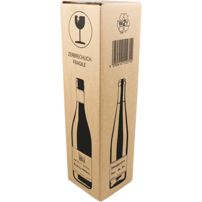 SendProof® Wijnverzenddoos | golfkarton | 105x105x420mm | 1 fles | bruin/zwart | 20 stuks
