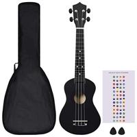 VidaXL Ukuleleset met tas voor kinderen sopraan 23&apos;&apos; zwart - thumbnail