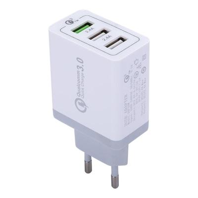 3 USB poorten (3A + 2.4A + 2.4A) snelle Lader QC 3.0 reislader EU stekker, Voor iPhone, iPad, Samsung, HTC, Sony, Nokia, LG nl andere Smartphones