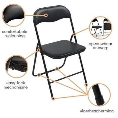 Perel folding chair padded Campingstoel Zwart FP168B