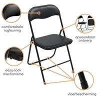 Perel folding chair padded Campingstoel Zwart FP168B - thumbnail
