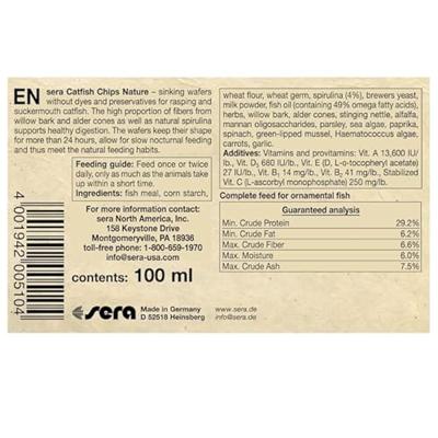 Sera Wels-Chips Nature 100ml - Vezelrijke Voer voor Ancistrus & L-Meervallen