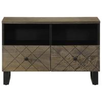 Tv-meubel 70x33x46 cm massief mangohout zwart - thumbnail