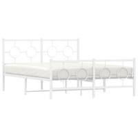 Bedframe met hoofd- en voeteneinde metaal wit 140x190 cm - thumbnail