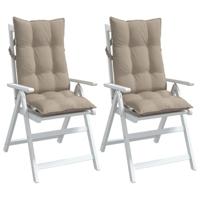 VidaXL Stoelkussens 2 st hoge rug oxford stof taupe - thumbnail