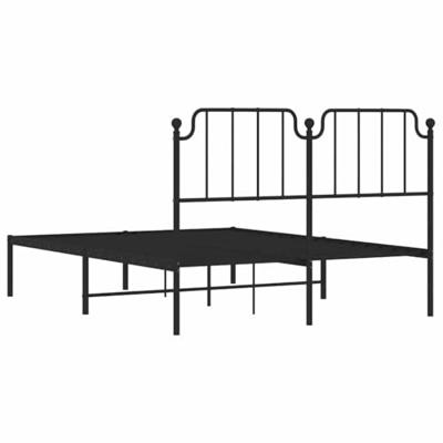 Bedframe met hoofdbord metaal zwart 135x190 cm