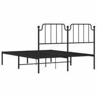 Bedframe met hoofdbord metaal zwart 135x190 cm - thumbnail