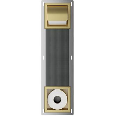 Xellanz Rocko Toiletrolhouder met Klep en Reserverolhouder - Inbouw - Geborsteld Messing