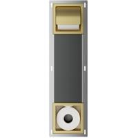 Xellanz Rocko Toiletrolhouder met Klep en Reserverolhouder - Inbouw - Geborsteld Messing - thumbnail