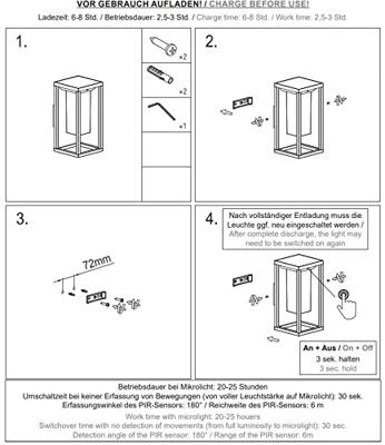 Deko Light Samas Solar 731122 Wandlamp op zonne-energie LED 2.2 W Donkergrijs
