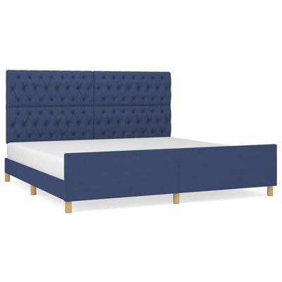 Bedframe met hoofdeinde stof blauw 200x200 cm Bedframe met hoofdeinde stof blauw 200x200 cm