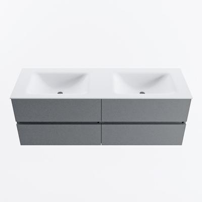 MONDIAZ VICA 140cm badmeubel onderkast Plata 4 lades. Wastafel CLOUD dubbel 2 kraangaten, kleur Talc.