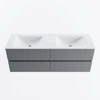 MONDIAZ VICA 140cm badmeubel onderkast Plata 4 lades. Wastafel CLOUD dubbel 2 kraangaten, kleur Talc. - thumbnail