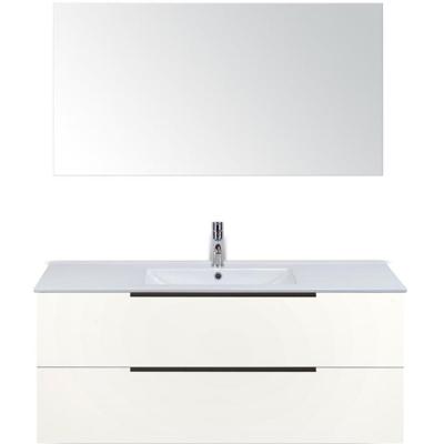 Seville Badmeubelset 120 cm - 2 Laden Wit Hoogglans Edge - Wastafel Enjoy Enkel met Spiegel