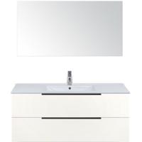 Seville Badmeubelset 120 cm - 2 Laden Wit Hoogglans Edge - Wastafel Enjoy Enkel met Spiegel - thumbnail