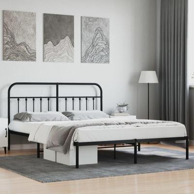 Bedframe met hoofdbord metaal zwart 183x213 cm Bedframe met hoofdbord metaal zwart 183x213 cm