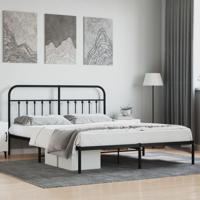 Bedframe met hoofdbord metaal zwart 183x213 cm - thumbnail