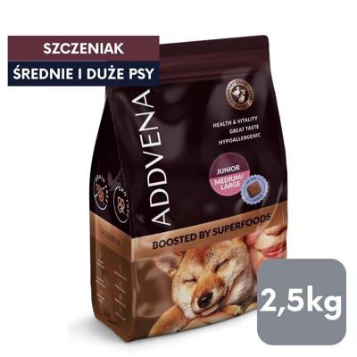 ADDVENA Boosted by superfoods Junior Medium/Large Beef - droog hondenvoer - 2,5kg