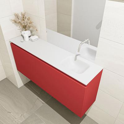 MONDIAZ OLAN 120cm toiletmeubel fire. LEX wastafel talc rechts geen kraangat