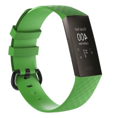 Diamond patroon siliconen polsband horlogeband voor Fitbit charge 3 (groen)