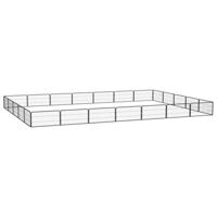 Hondenkennel 24 panelen 100x50 cm gepoedercoat staal zwart - thumbnail