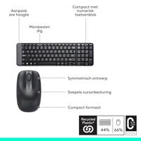 Logitech MK220 920-003161 Mini Keyb/Mouse desktop Combi set [RF Wireless/ Optical, Scroll, Black] - thumbnail