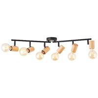Brilliant PlafondlampKerry 6-lichts zwart met hout - 99716/76 - thumbnail