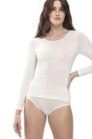 Dames thermo shirt Wol - Spencer - Lange mouw - Wollen thermo dames ondershirt ronde hals - thumbnail