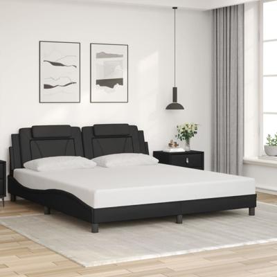 Bedframe met hoofdbord kunstleer zwart 180x200 cm