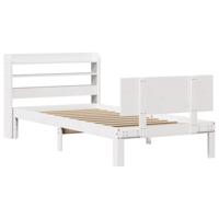 Bedframe met hoofdeinde zonder matras 100x200 cm wit - thumbnail