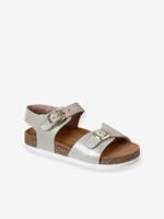 Leren sandalen met gespen goud - thumbnail