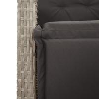 5-delige Tuinset met kussens poly rattan lichtgrijs - thumbnail