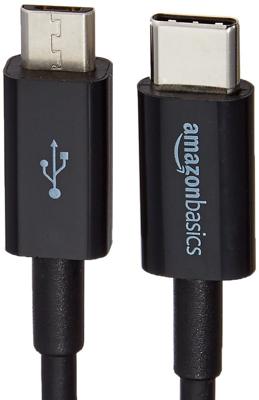 Amazon Basics USB-C to Micro USB 2.0 Cable for Smartphone- 15.2 cm, Black