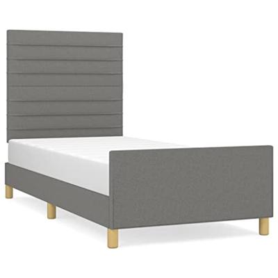 Bedframe zonder matras 90x200 cm stof donkergrijs Bedframe zonder matras 90x200 cm stof donkergrijs