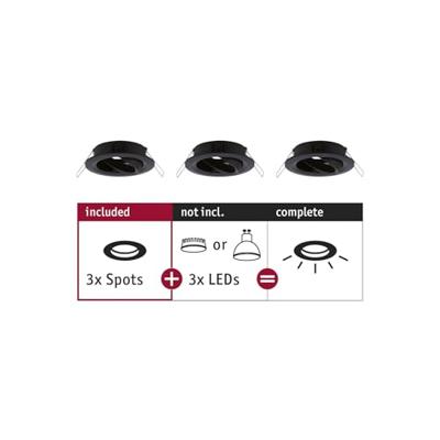 Paulmann 92487 EBL Choose Inbouwring Set van 3 stuks 10 W Zwart (mat) Paulmann 92487 EBL Choose Inbouwring Set van 3 stuks 10 W Zwart (mat)