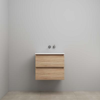 On-Line Onderkast - 60 cm - Voorgemonteerd - Acryl Wastafel - zonder Kraangat - Eiken