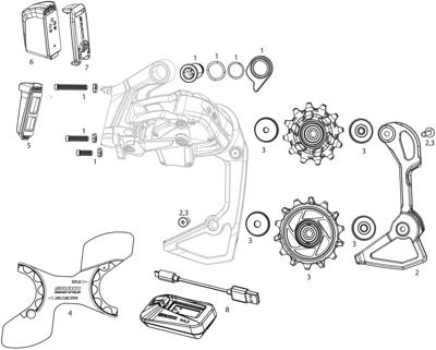 Sram achterderailleur "red axs e1" rear derail. axs e1 10-28/36t