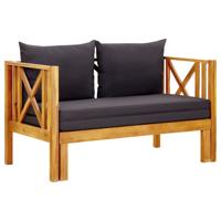 VidaXL Tuinbank 2-zits met kussens 122 cm massief acaciahout - thumbnail