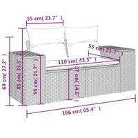 6-delige Loungeset met kussens poly rattan zwart - thumbnail