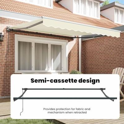 VidaXL Inklapbaar zonnescherm crème 350 x 250 cm polyester en metaal