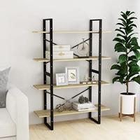 Boekenkast 4 schappen 100x30x140 cm bewerkt hout sonoma eiken - thumbnail