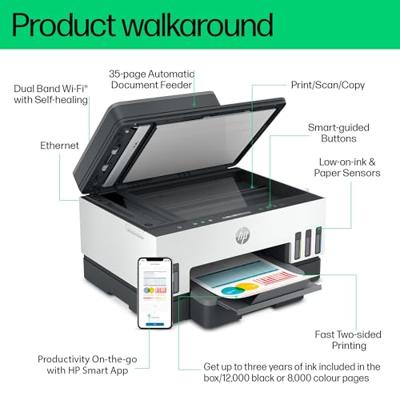 HP Smart Tank 7305 All-in-One Multifunctionele printer Inkjet Kleur A4 Printen, scannen, kopiëren Inktbijvulsysteem, Duplex, WiFi, LAN, ADF, Bluetooth