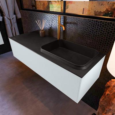 Badkamermeubelset Mondiaz Erin 120 cm met 1 Lade met RIDGE Wastafel Rechts Urban met 1 kraangat Greeploos Mat Clay