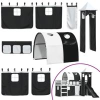 Stapelbed met glijbaan en gordijnen wit en zwart 90x200 cm - thumbnail