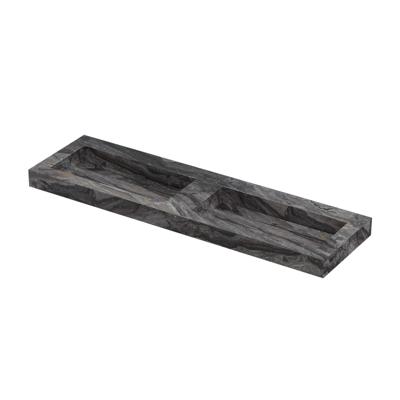 INK Pitch Wastafel keramische slab bak dubbel met drain en front en side skirts zonder kraangaten 160x45x9 Venice brown glossy