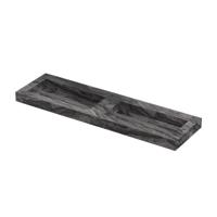 INK Pitch Wastafel keramische slab bak dubbel met drain en front en side skirts zonder kraangaten 160x45x9 Venice brown glossy - thumbnail