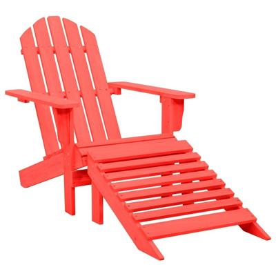VidaXL Tuinstoel adirondack met voetenbank massief vurenhout rood